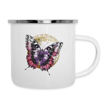 Rettet die Bestäuber - Violet Butterfly - Emaille-Tasse - Weiß - Rechts