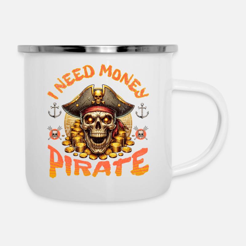 Piraten - Emaille-Tasse - Weiß