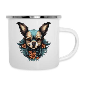 Chien Chihuahua - Tasse émaillée - blanc - Droite
