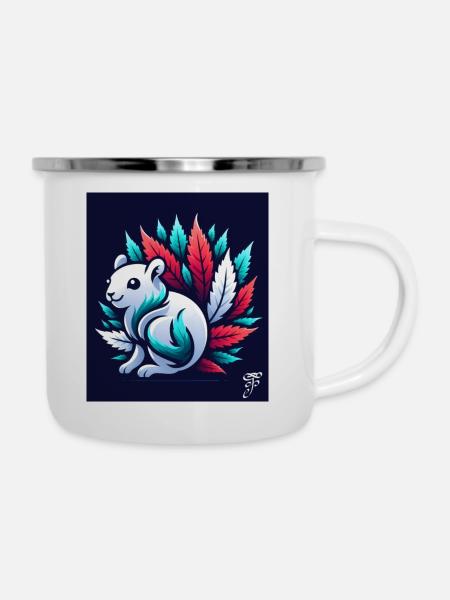 Funky Squirell - Emaille-Tasse - Weiß