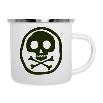 Schädel und Knochen - Emaille-Tasse - Weiß - Rechts