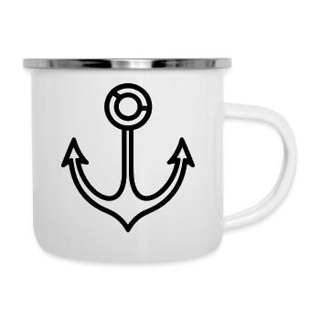 Anker - Emaille-Tasse - Weiß - Rechts