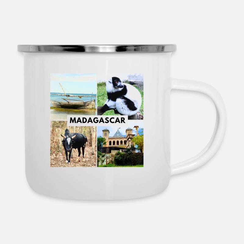 Symbole von Madagaskar - Emaille-Tasse - Weiß