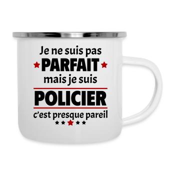 Pas parfait mais policier, fête des pères, noël - Tasse émaillée - blanc - Droite