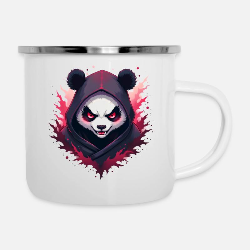 Böser Ninja Panda - Emaille-Tasse - Weiß