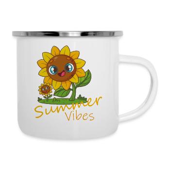 Summer Vibes - Flower Love - Emaille-Tasse - Weiß - Rechts