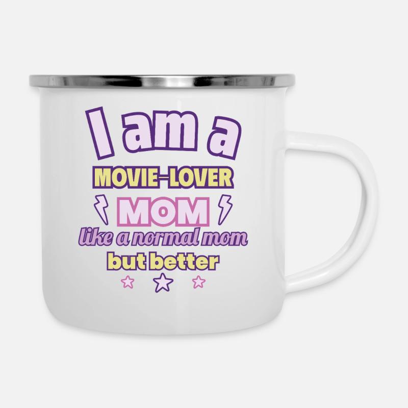 Filmfan Mama, Geschenk Muttertag, Kino - Emaille-Tasse - Weiß