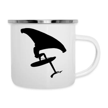 Wingsurfer dynamique sur l’eau - Tasse émaillée - blanc - Droite