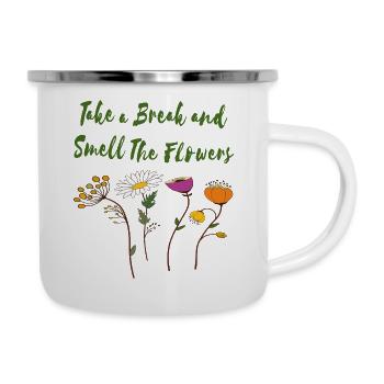 Flowers - Emaille-Tasse - Weiß - Rechts