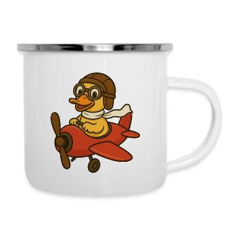 Canard d’aventure en costume de pilote - Tasse émaillée - blanc - Droite