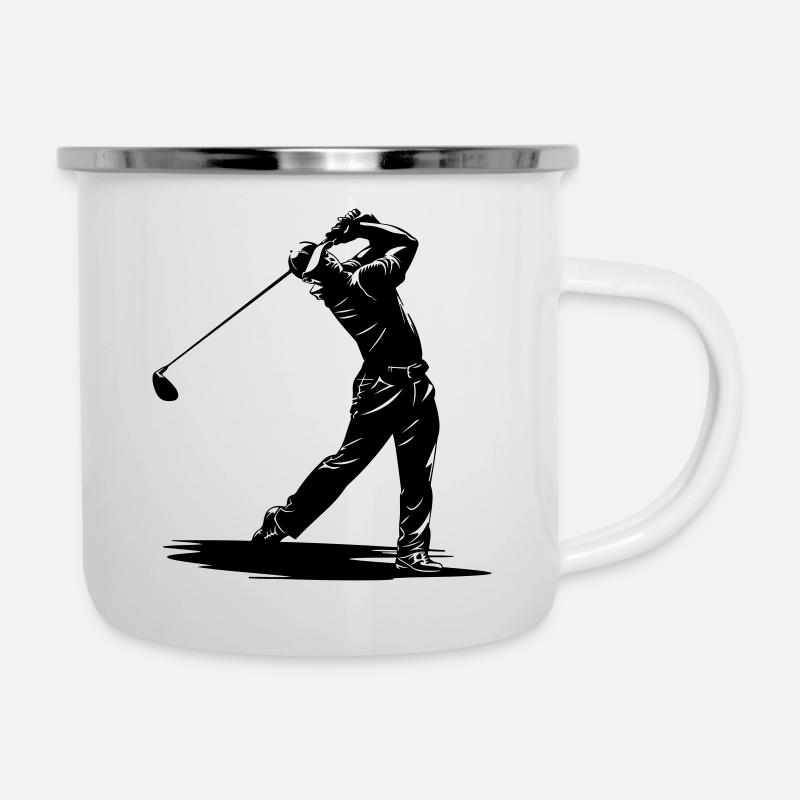 Golfer Swing Silhouette - Camper Mug - white