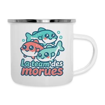 Das kawaii Kabeljau-Team - Emaille-Tasse - Weiß - Rechts