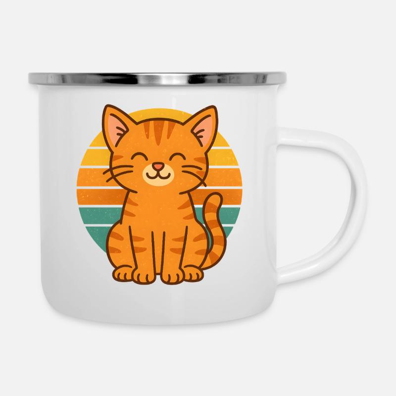 Retro Cat Vibes - Camper Mug - white
