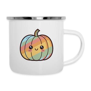 Citrouille arcenciel kawaii - Tasse émaillée - blanc - Droite