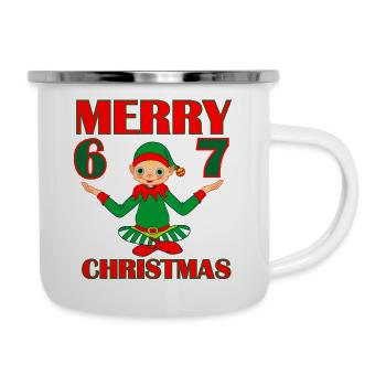 Elf 6–7 Vibes – WEIHNACHTEN (Inspiriert vom 6- - Emaille-Tasse - Weiß - Rechts
