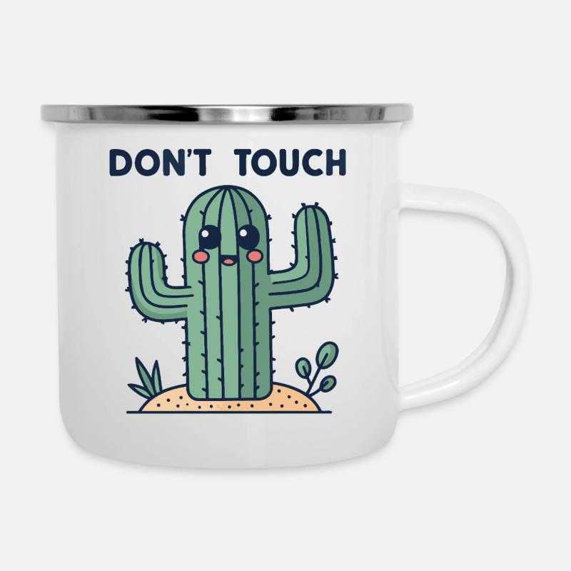 Cute Cactus: No Touch - Camper Mug - white