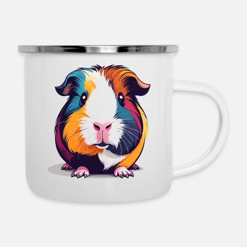 Illustration colorée de cochons d’Inde Pop Art - Tasse émaillée - blanc