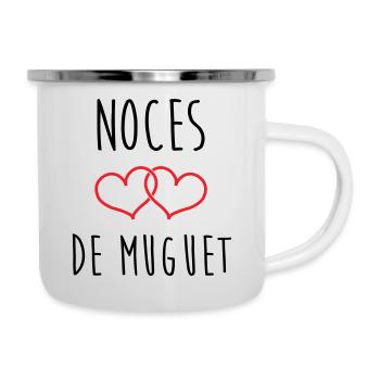 Maiglöckchen-Hochzeit 13 Jahre Ehe - Emaille-Tasse - Weiß - Rechts