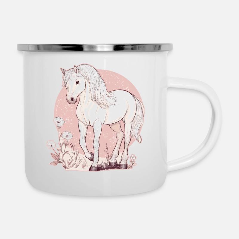 Cheval - Tasse émaillée - blanc
