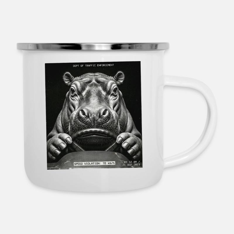 Hippopotamus Radar Control Speed Cameras - Camper Mug - white