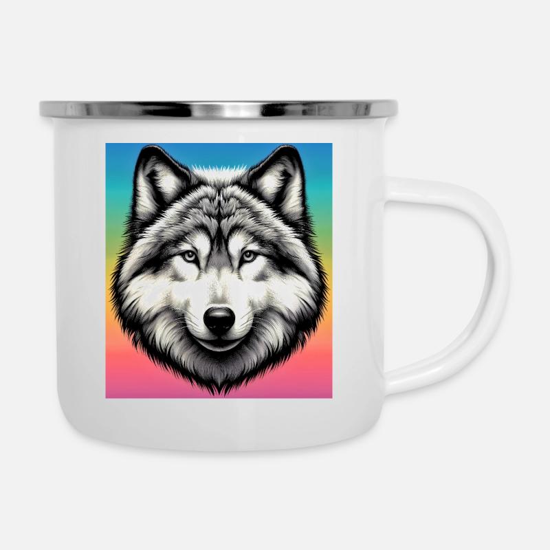 Loup - Tasse émaillée - blanc