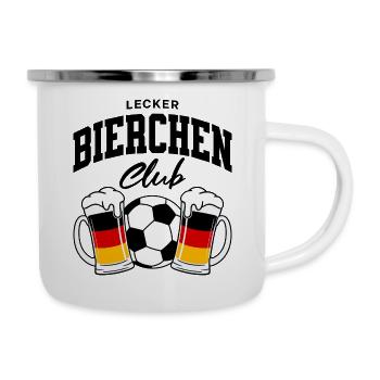 Lecker Bierchen Club Fußball Deutschland - Emaille-Tasse - Weiß - Rechts