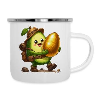 Avocado Abenteurer mit Goldenem Fundstück - Emaille-Tasse - Weiß - Rechts