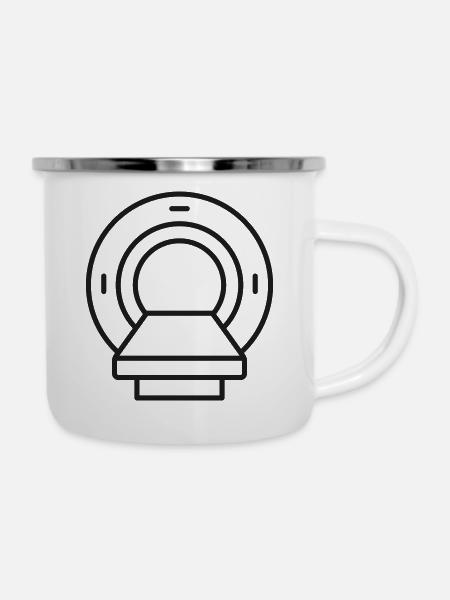 MRT-Scanner Medizinisches Linien-Symbol - Emaille-Tasse - Weiß