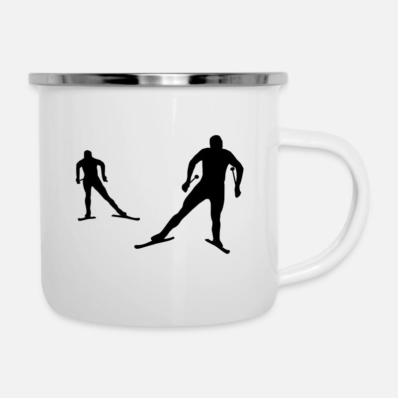 Langläufer, Langlauf - Emaille-Tasse - Weiß