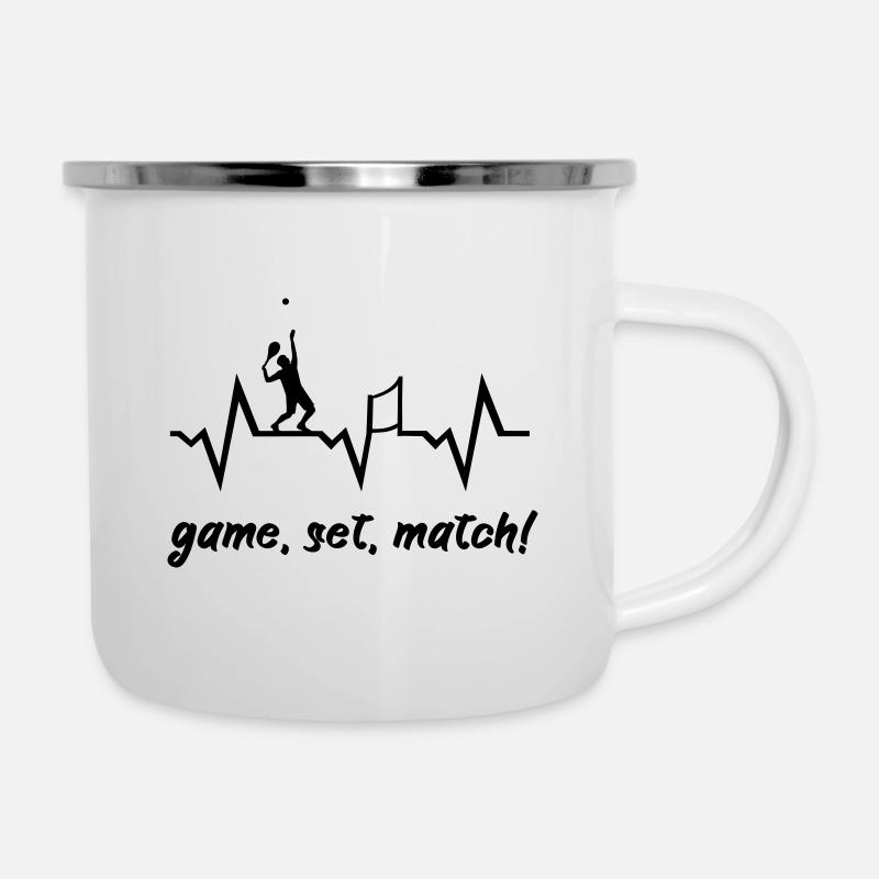 Tennis Puls Herzschlag - Emaille-Tasse - Weiß