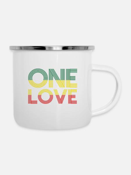 one love - Emaille-Tasse - Weiß