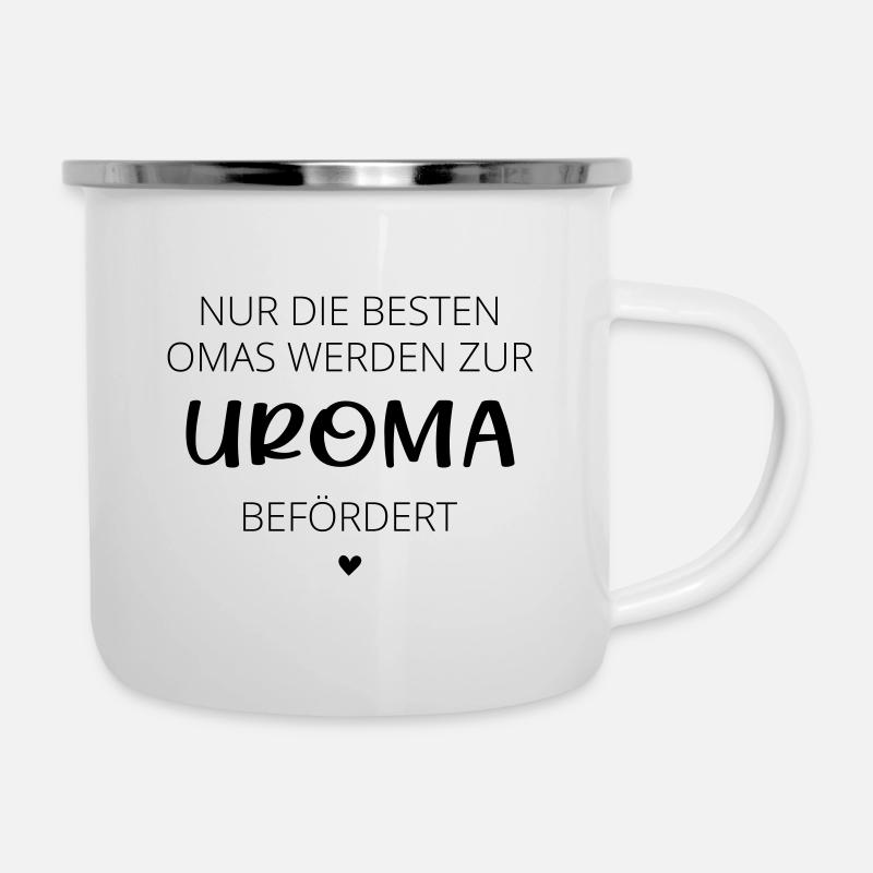 Nur die besten Omas werden zur Uroma befördert - Emaille-Tasse - Weiß