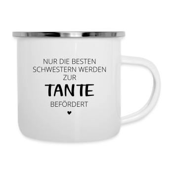 Die besten Schwestern werden zur Tante befördert - Emaille-Tasse - Weiß - Rechts