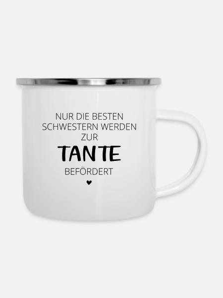 Die besten Schwestern werden zur Tante befördert - Emaille-Tasse - Weiß