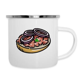 minced pork meat bun onions German street food - Camper Mug - white - Right