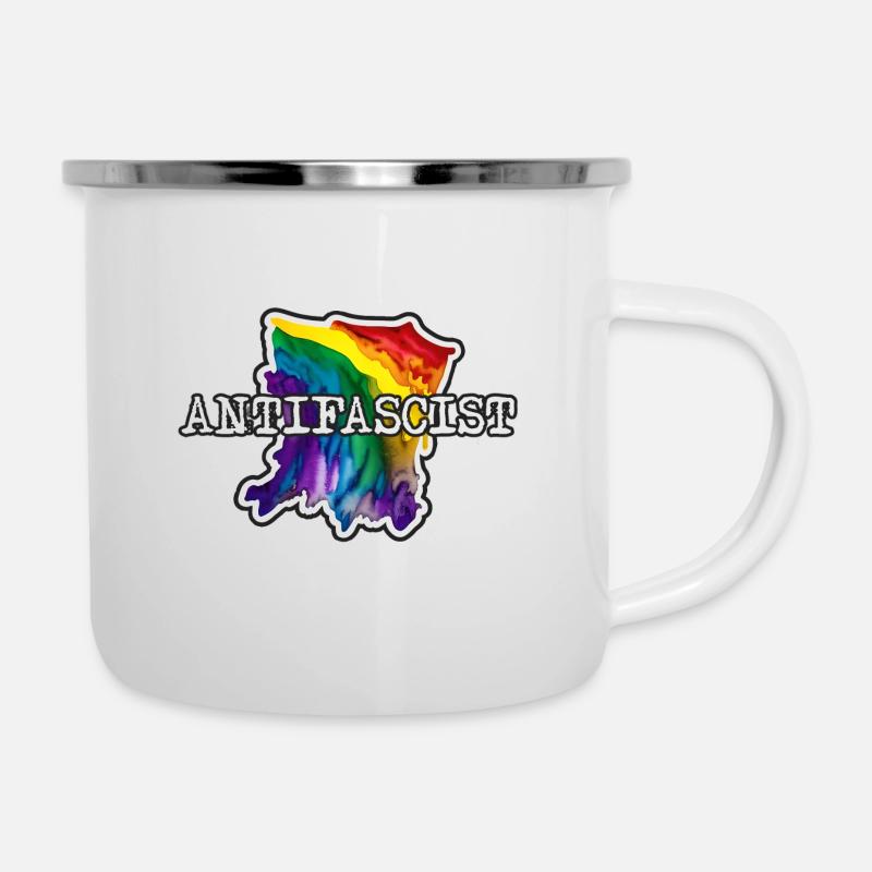 Antifa antifascistes arc-en-ciel - Tasse émaillée - blanc