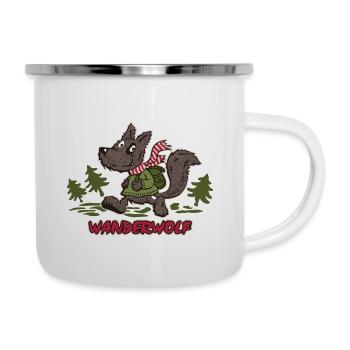 Wanderwolf - Emaille-Tasse - Weiß - Rechts