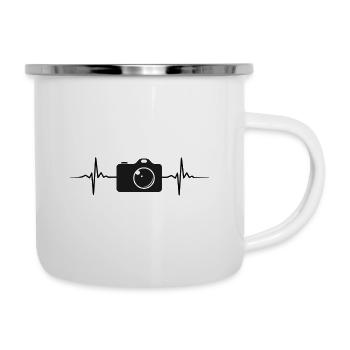 Foto Herzschlag - Emaille-Tasse - Weiß - Rechts