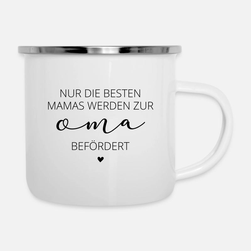Nur die besten Mamas werden zur Oma befördert - Emaille-Tasse - Weiß
