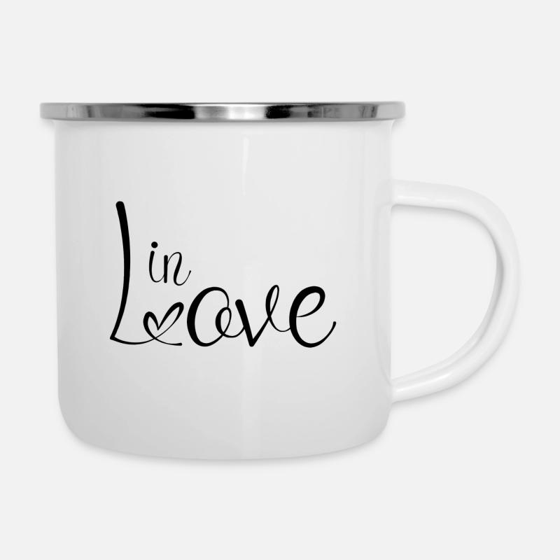 In Love - Emaille-Tasse - Weiß
