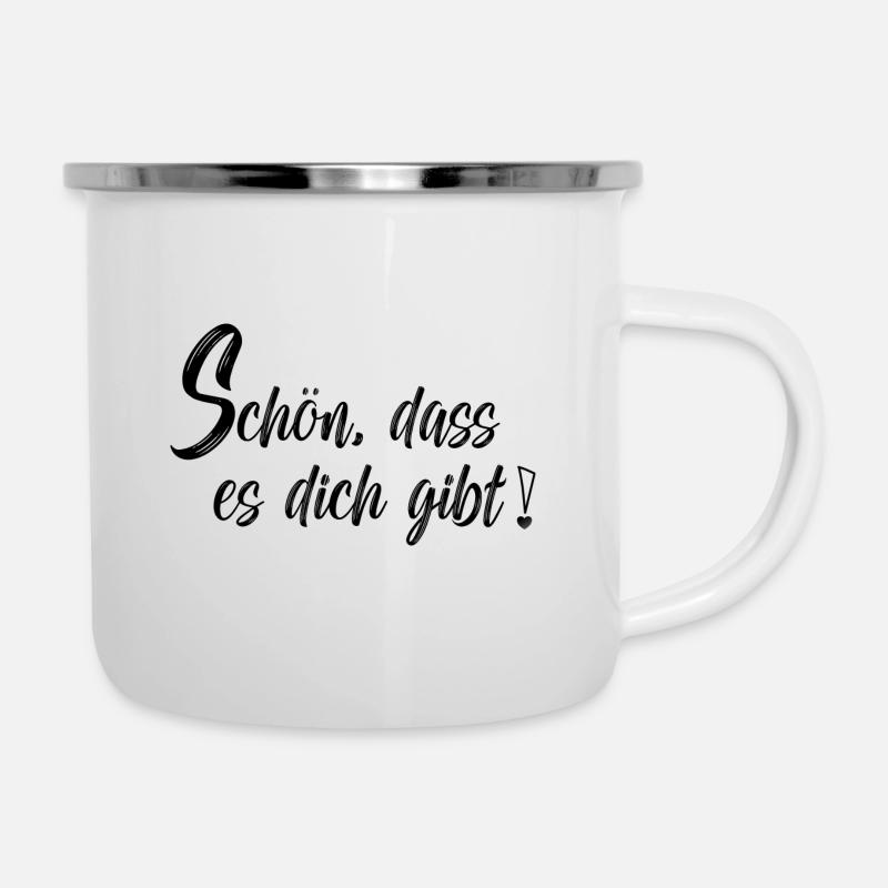 Schön dass es dich gibt - Emaille-Tasse - Weiß