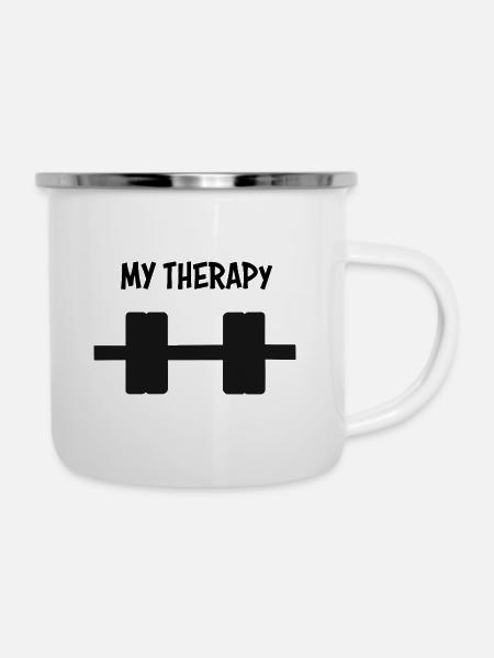 My Therapy - Training - Emaille-Tasse - Weiß