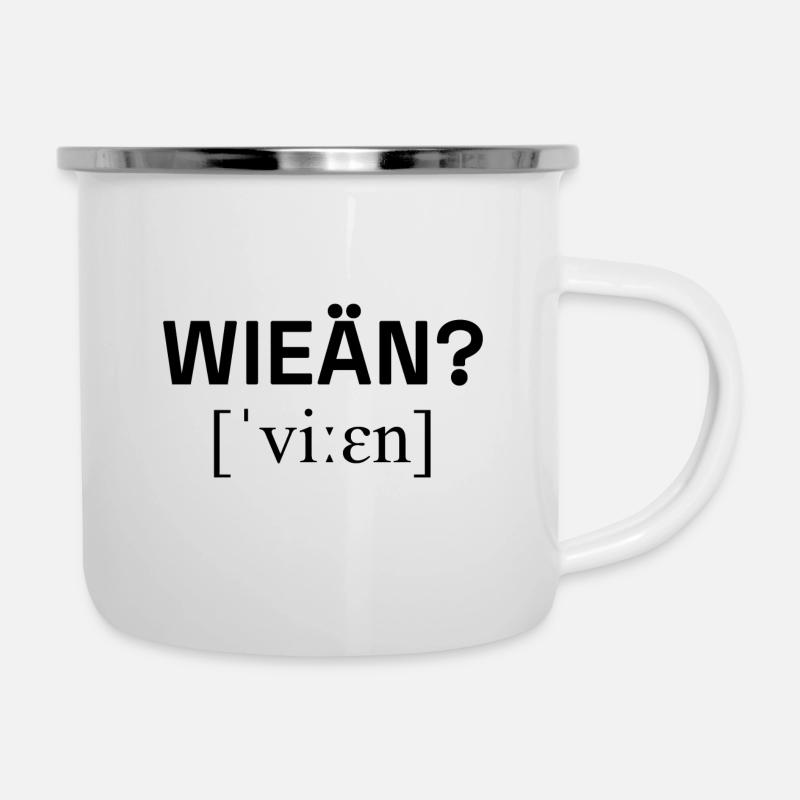 Ostthüringen Merch - Wieän (schwarz) - Emaille-Tasse - Weiß