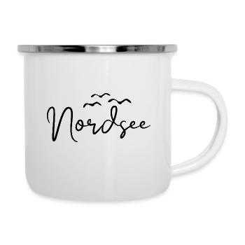 Nordsee Möwen Küste Meer - Emaille-Tasse - Weiß - Rechts