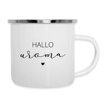 Hallo Uroma / Du wirst Uroma - Emaille-Tasse - Weiß - Rechts