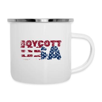 Boykott die USA, Boykott Amerika, verzweifelte USA - Emaille-Tasse - Weiß - Rechts