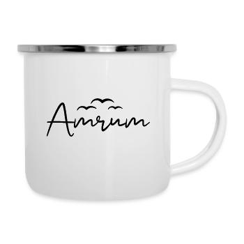 Amrum Möwen Nordsee Insel - Emaille-Tasse - Weiß - Rechts