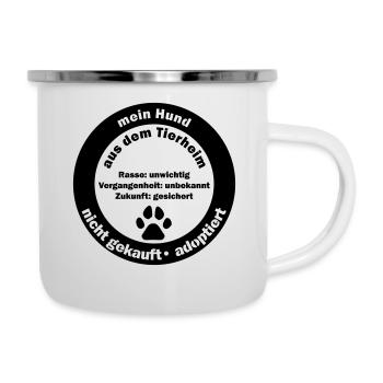 Mein Hund aus dem Tierheim: adoptiert - Emaille-Tasse - Weiß - Rechts