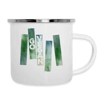 Go Vegan (Watercolor Stripes) - Tasse émaillée - blanc - Droite