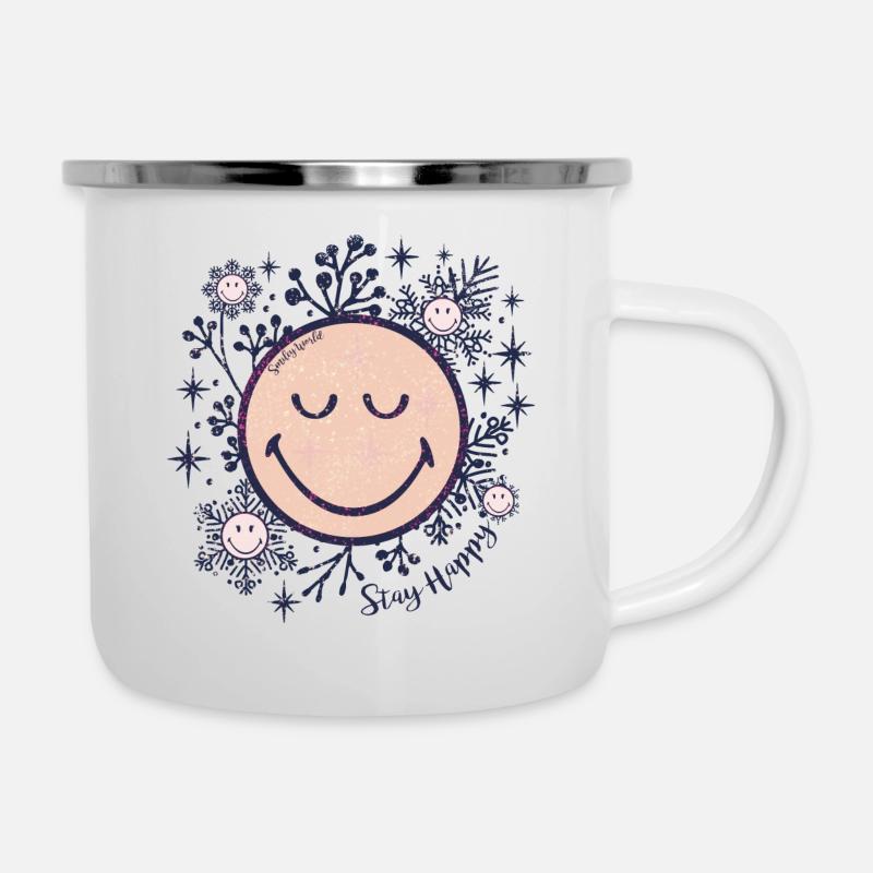 Wintertime_Smiley - Tasse émaillée - blanc